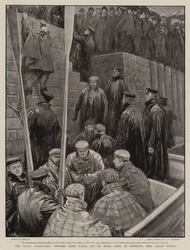 Die Marine-Manöver, Offiziere werden zu ihren Schiffen am Buncrana Pier, Lough Swilly gebracht